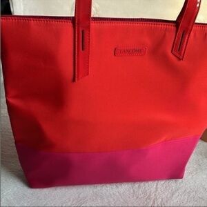 Lancôme Pink/Red Reversible‎ Tote Bag featuring Flamingo Lining Print Inside